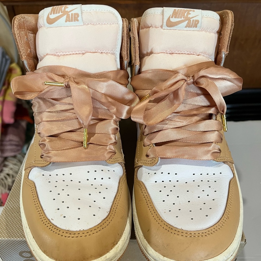 Nike Air High-Tops in Tan and White
